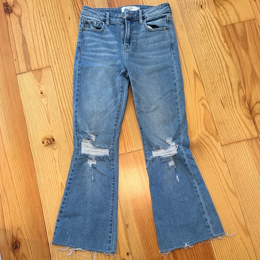 Hidden Jeans Cropped Distressed Flare Jeans